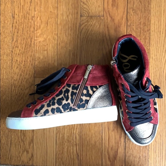 NWT Sam Edelman Britt Leopard High Top Sneaker 6.5M - Picture 3 of 6